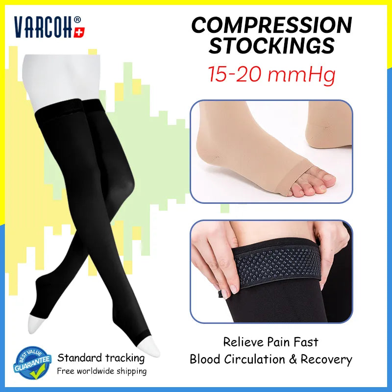 Thigh High Compression Support Stockings 15-20 mmHg