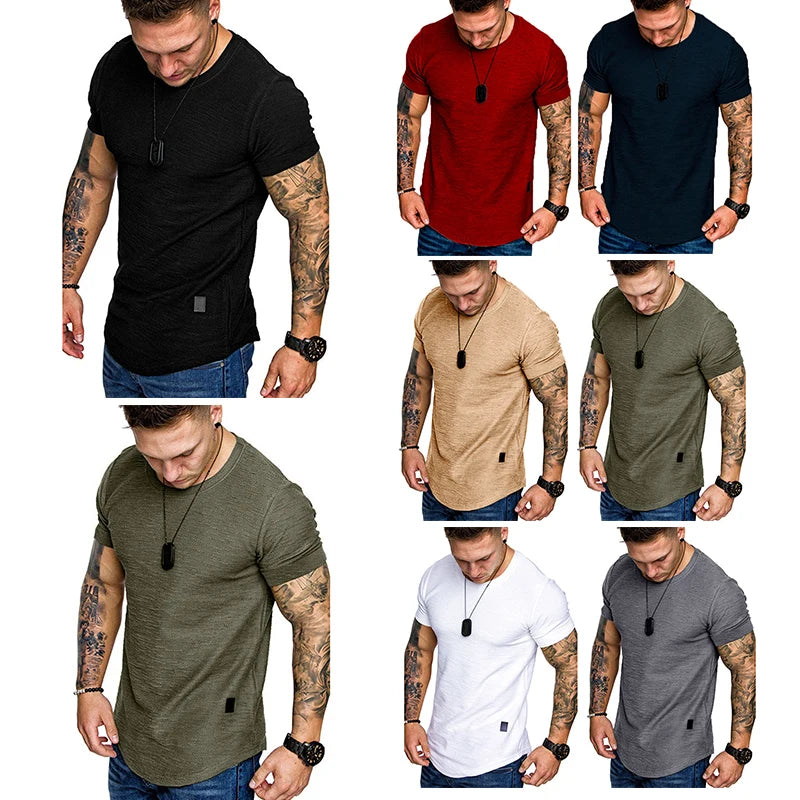 Men's Casual Fashion Solid  Neck t-Shirt