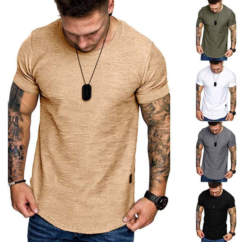 Men's Casual Fashion Solid  Neck t-Shirt