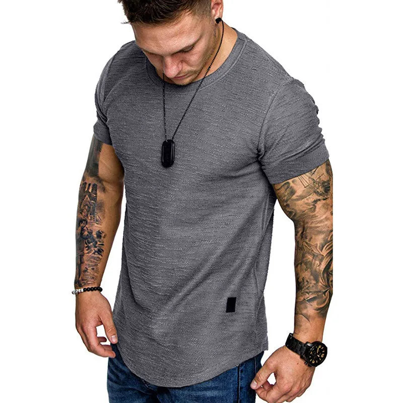 Men's Casual Fashion Solid  Neck t-Shirt