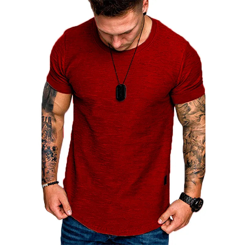 Men's Casual Fashion Solid  Neck t-Shirt