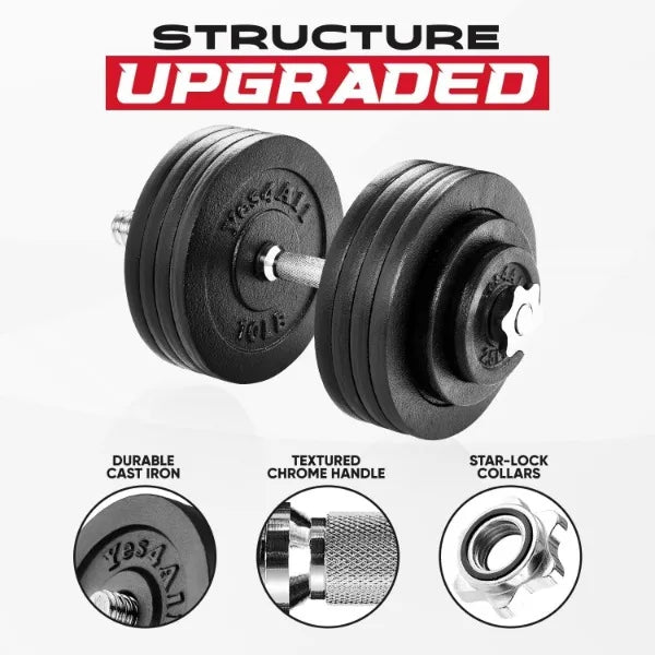 Yes4 Adjustable Dumbbell Set with Weight Plates/Connector