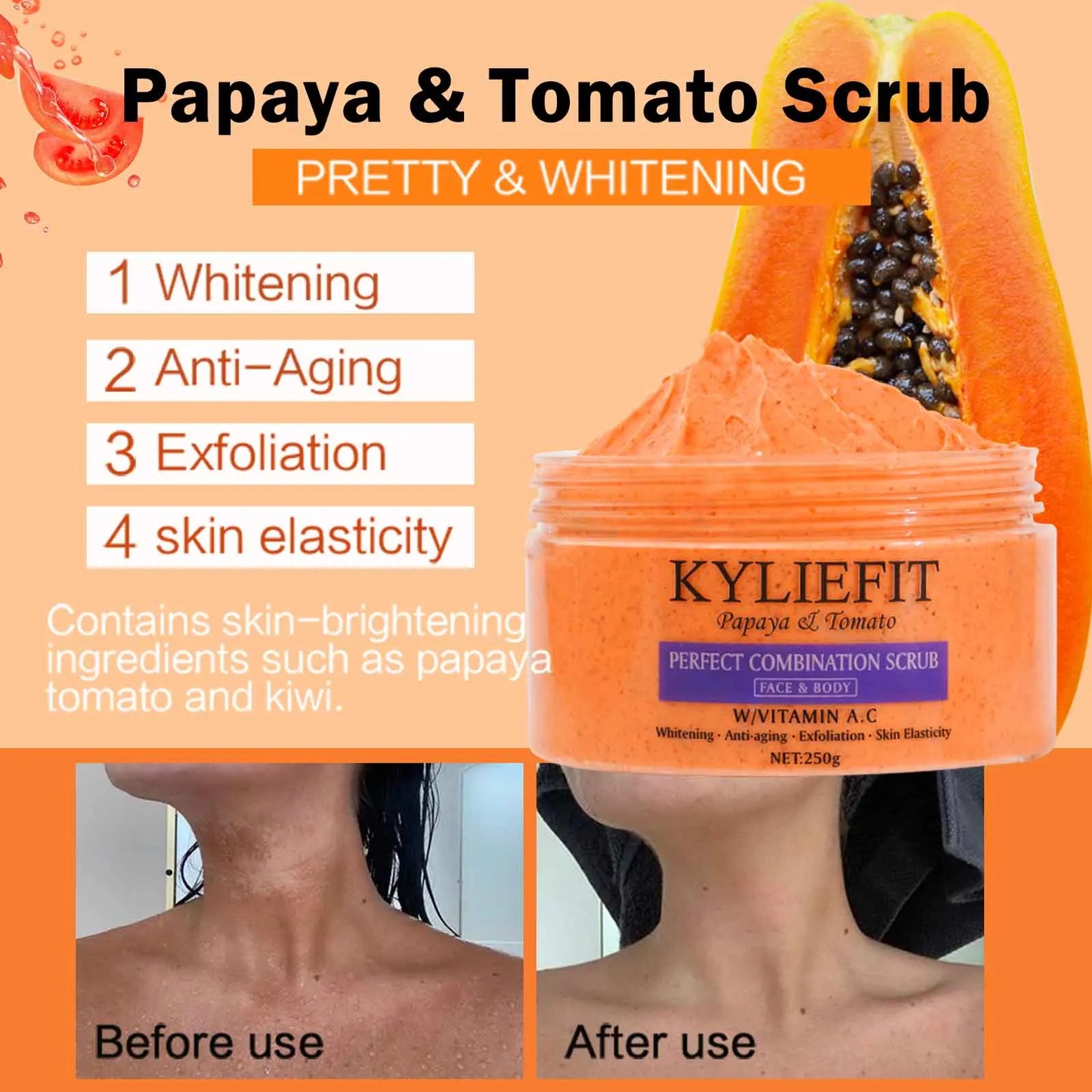 KYLIEFIT Natural Exfoliating Salt Body and Face Scrub