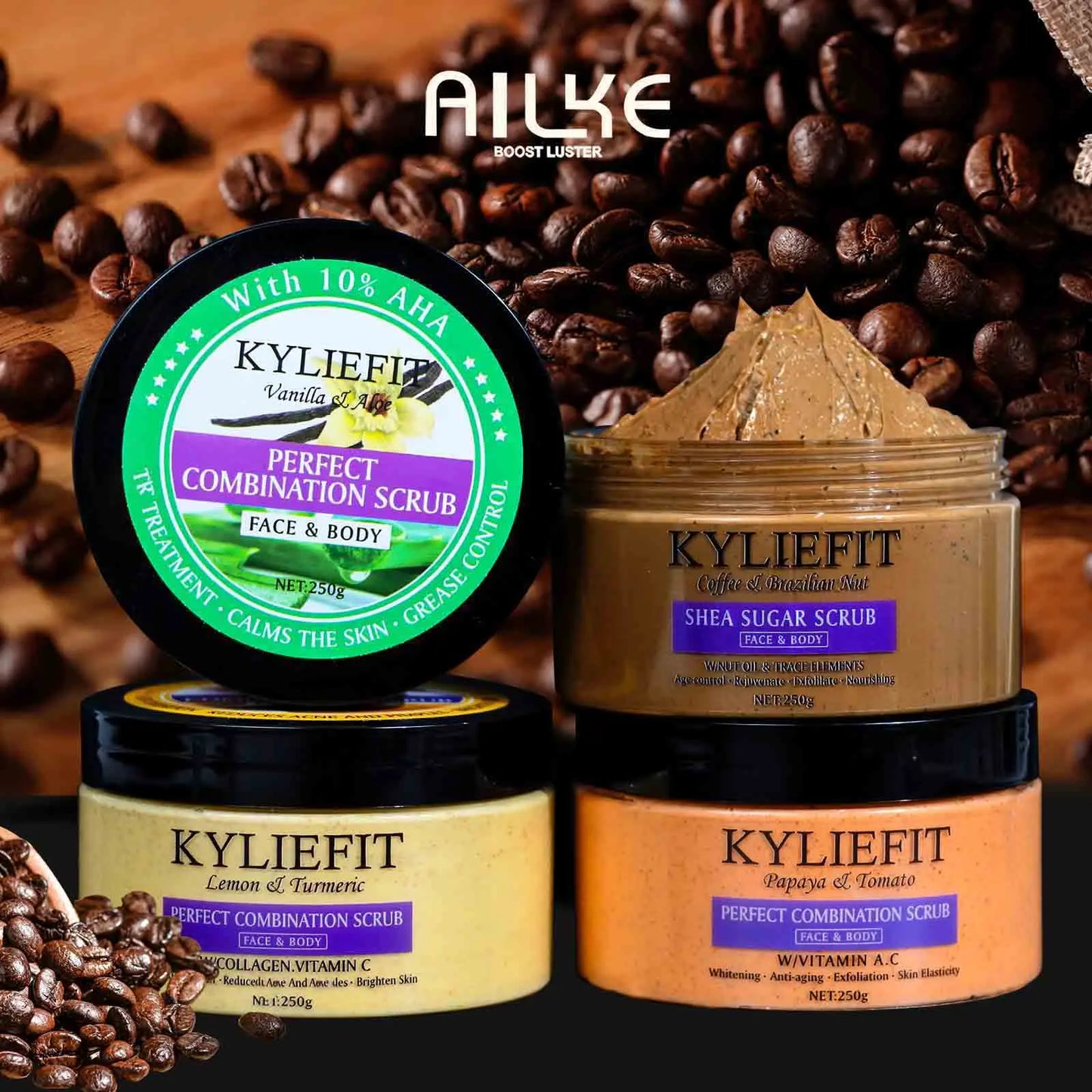 KYLIEFIT Natural Exfoliating Salt Body and Face Scrub