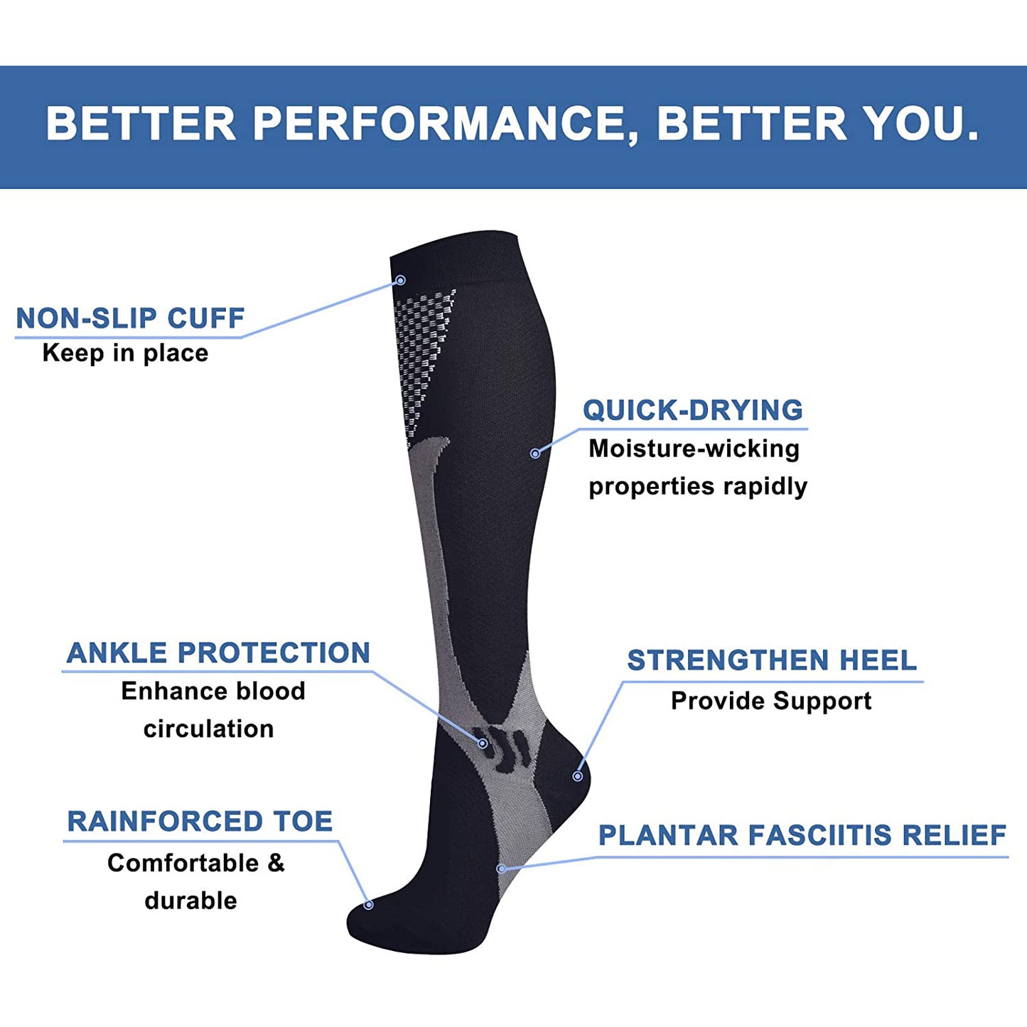 Brothock 3 Pairs Compression Socks for Women